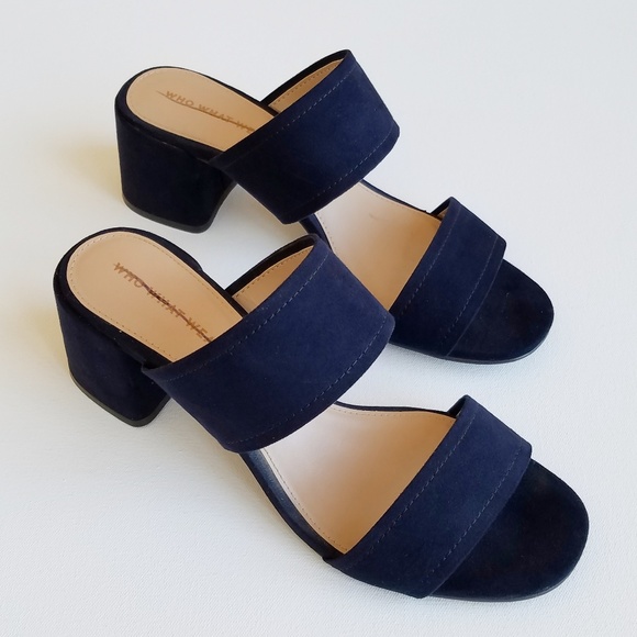 Who What Wear Shoes - Who What Wear Navy Blue Two Strap Mules Sz 8